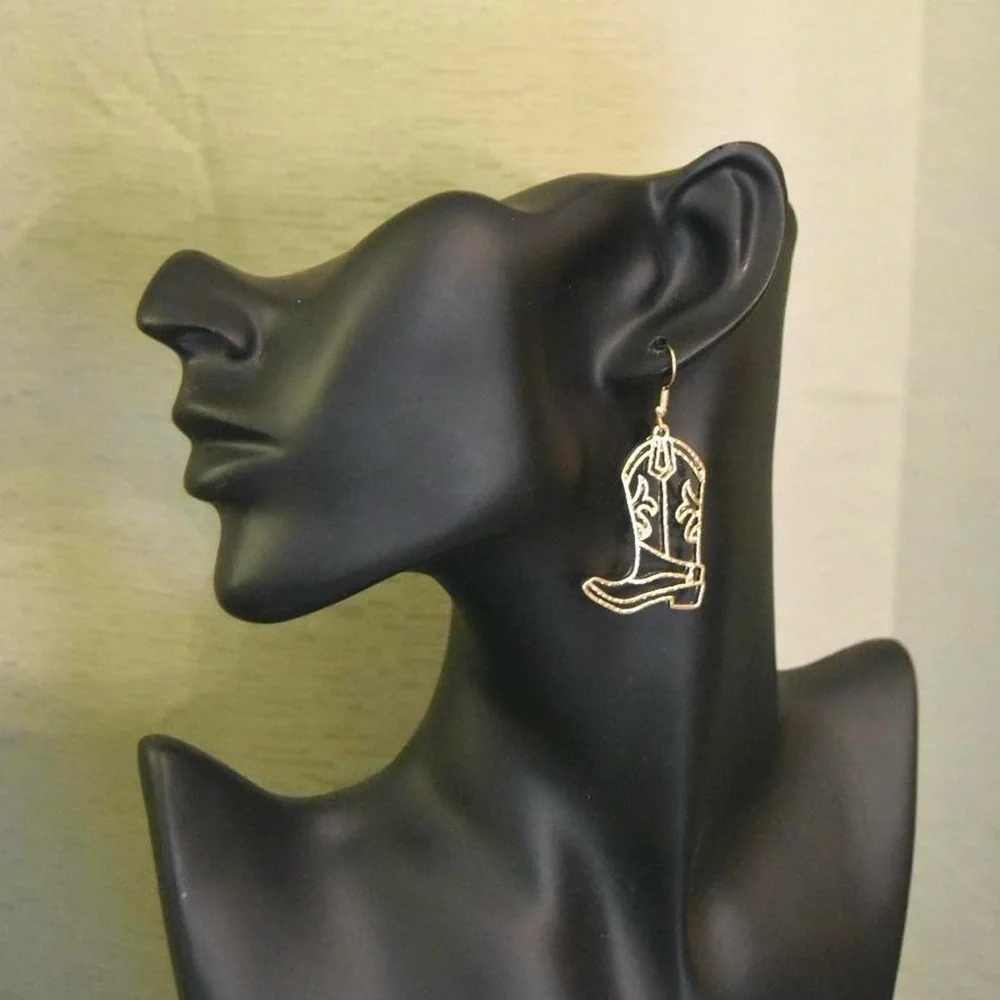 Outline Cowgirl Boot Earrings